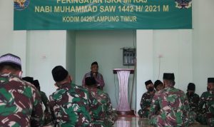 Peringatan Isra’ Mi’raj Nabi Muhammad SAW 1442 H/2021 M Kodim 0429/Lamtim Pedomani Protkes