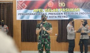 Dandim 0429/Lamtim Dan Kapolres Metro Pimpin Apel Gelar Pasukan Pam VVIP Kunker Wapres