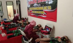 Sambut HUT Bhayangkara Ke-74, Kodim 0429/Lamtim Bersinergi dengan Polres dalam Kegiatan Donor Darah