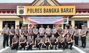 Polres Bangka Barat Gelar Upacara Korps Raport Kenaikan Pangkat 23 Anggota Polres Bangka Barat