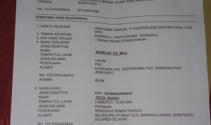 Oknum Seklur Bontorannu Kec.Bangkala Dilaporkan Kepolisi.