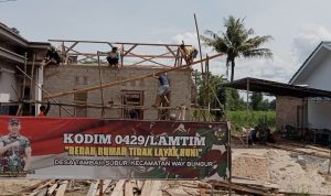 Pembangunan RTLH Kodim 0429/Lamtim Milik Bapak Ujang Sudah Capai Progres 40 %