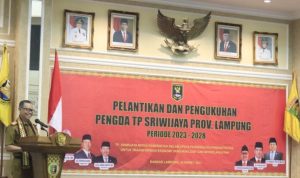 Fahrizal Darminto Sekda Prov Lampung Hadiri Pengukuhan Pengurus TP Sriwijaya 