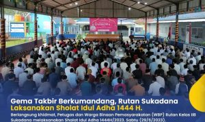 WBP Rutan Kelas IIB Sukadana Laksanakan Sholat Idul Adha 1444H/2023