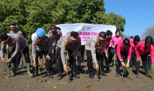 Wujud Nyata Penghijauan Polri, Polres Jeneponto Tanam Bibit Pohon Mangrove