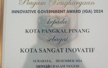 Untuk Kedua Kalinya, Kota Pangkalpinang Raih Inovatif Government Award oleh Kemendagri